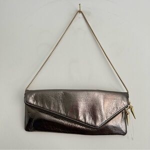 Henri Bendel Envelope Bronze Metallic Leather Clutch